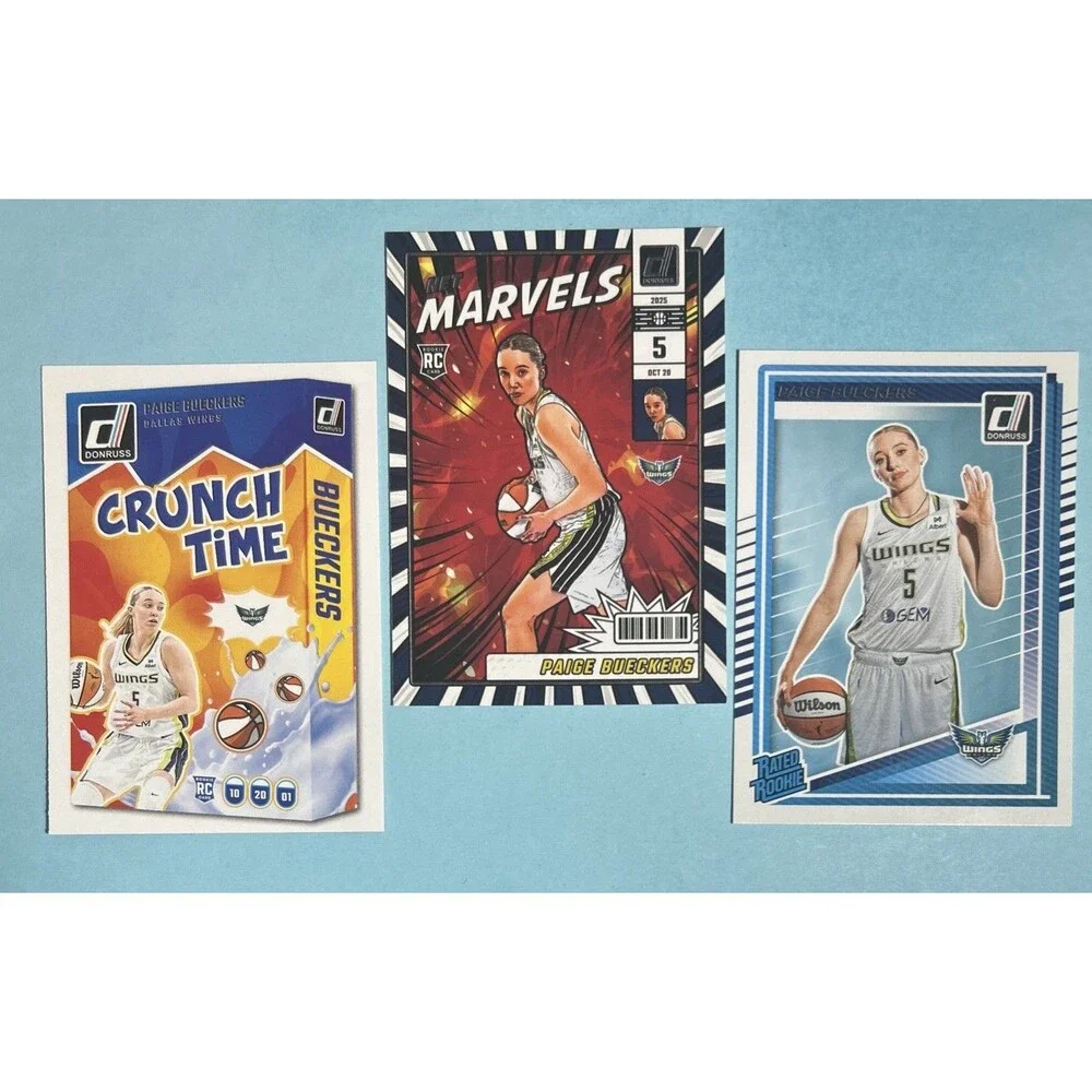 Paige Bueckers WIngs ,2025 Donruss 3 Cards Net Marvels Crunch Time Rated Rookie